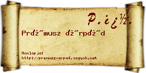 Prémusz Árpád névjegykártya